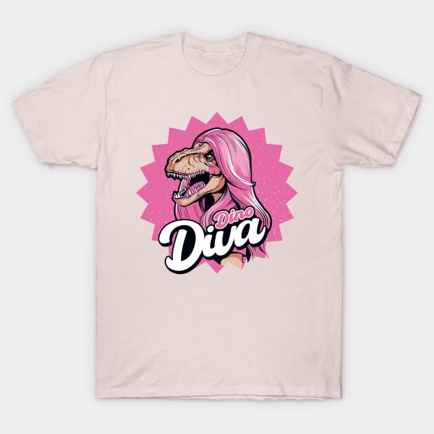 Pink Dino Diva Barbie Girl T-Shirt by Kali Space